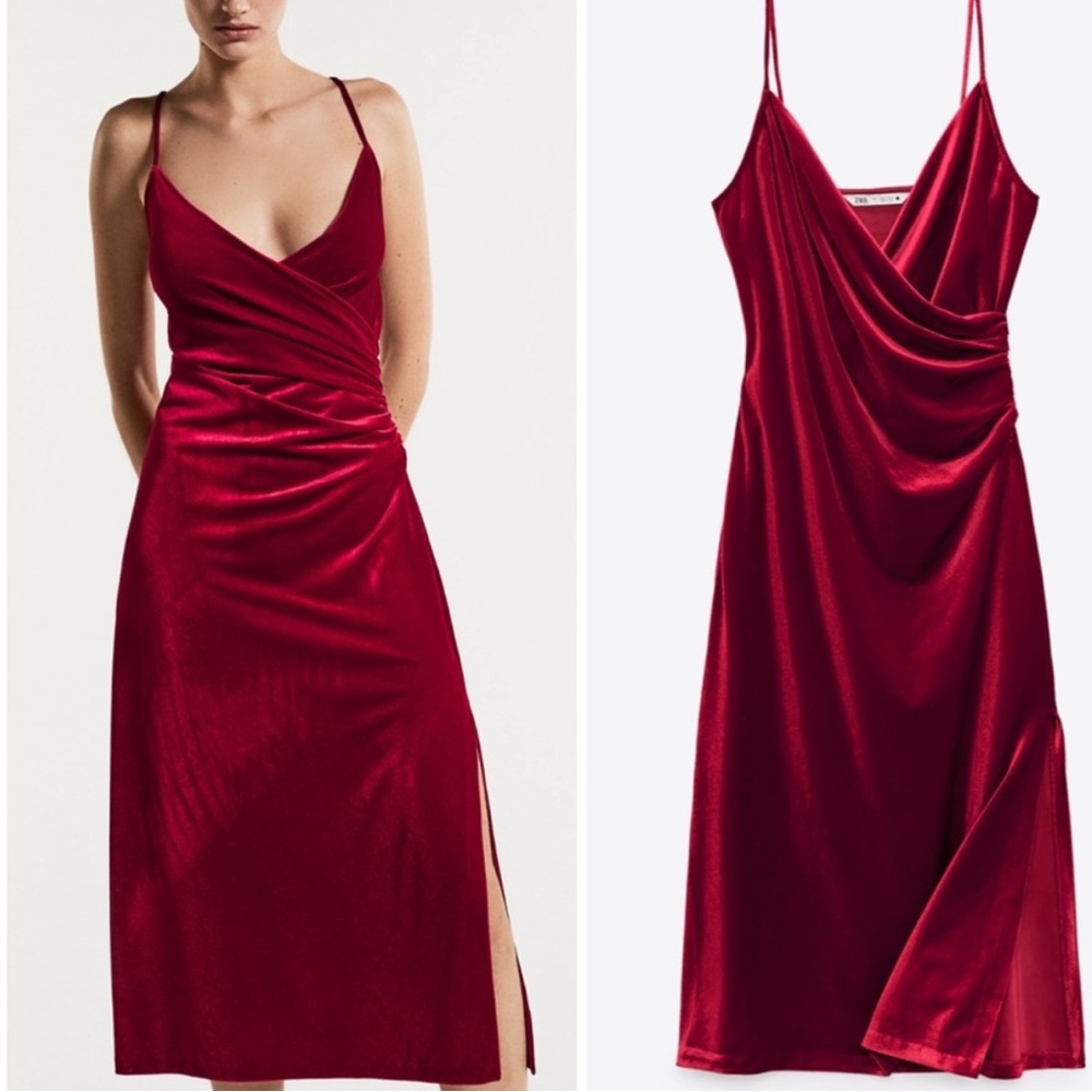 Gorgeous Zara Deep Red Velvet Dress